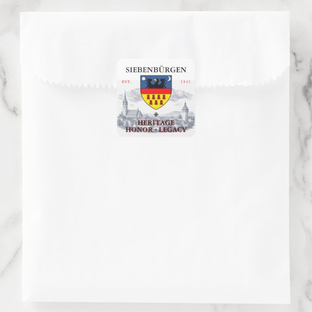 Pegatina Cuadrada Escudo de los sajones de Transilvania (Bolso)