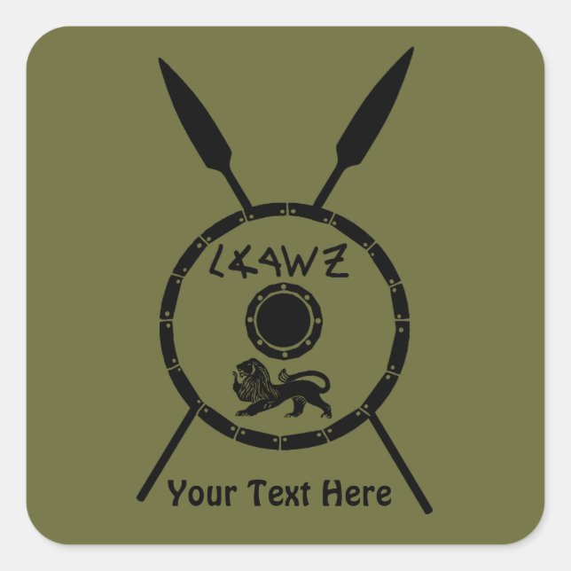 Pegatina Cuadrada Escudo De Macabee Y Spears Sumidos (Anverso)