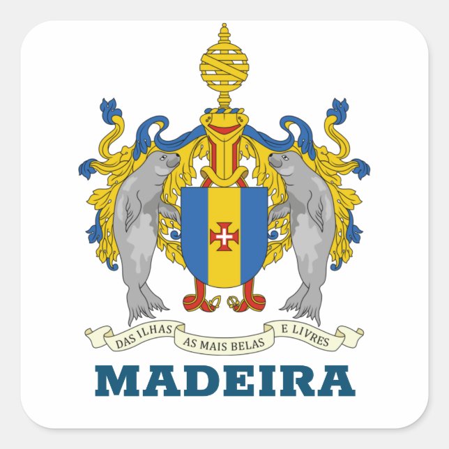 Pegatina Cuadrada Escudo de Madeira, Portugal