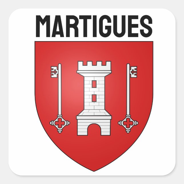 Pegatina Cuadrada Escudo de Martigues, Francia (Anverso)