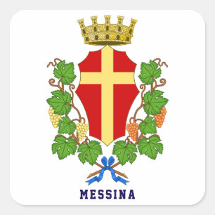 Pegatina Cuadrada Escudo de Messina, Sicilia