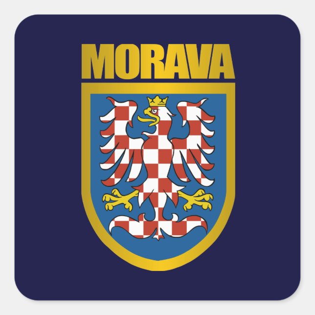 Pegatina Cuadrada Escudo de Morava (Moravia) (Anverso)
