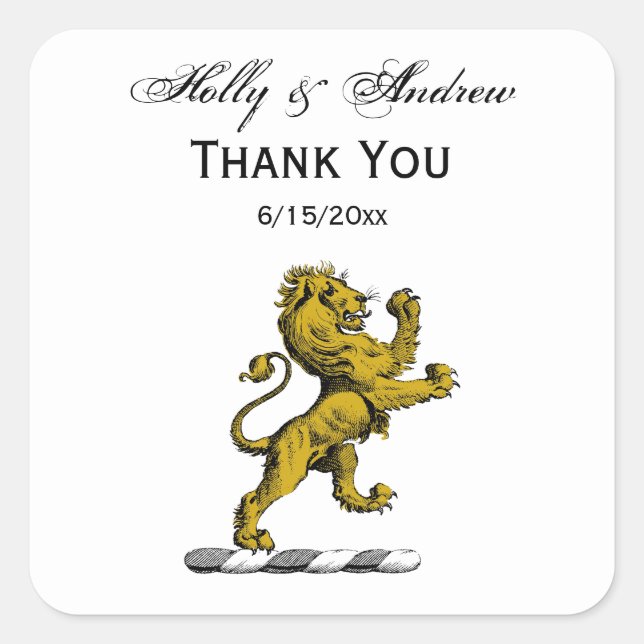 Pegatina Cuadrada Escudo de pie de león heráldico Emblem C