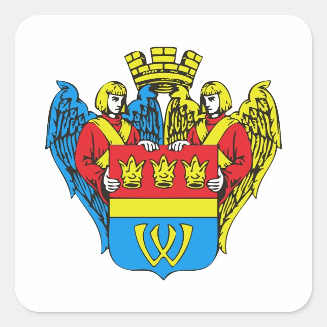 Pegatina Cuadrada Escudo de Vyborg, Rusia (Anverso)