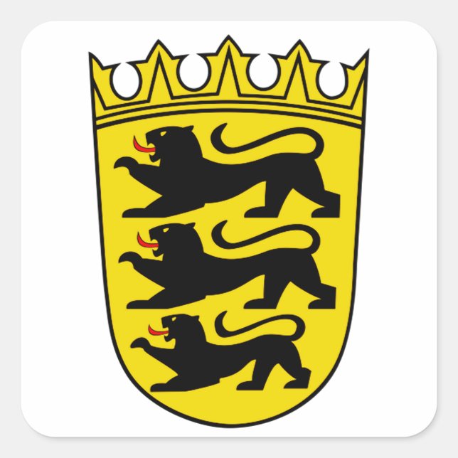 Pegatina Cuadrada Escudo del estado alemán de Baden-Wurttemberg (Anverso)