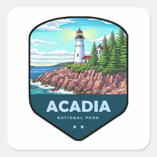 Pegatina Cuadrada Escudo del Parque Nacional Acadia