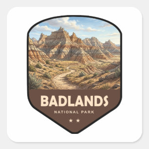 Pegatina Cuadrada Escudo del Parque Nacional Badlands