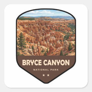 Pegatina Cuadrada Escudo del Parque Nacional Bryce Canyon
