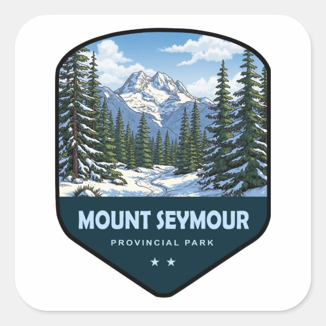 Pegatina Cuadrada Escudo del Parque Provincial Mount Seymour (Anverso)