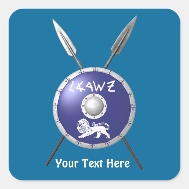 Pegatina Cuadrada Escudo Macabee Y Spears (Anverso)