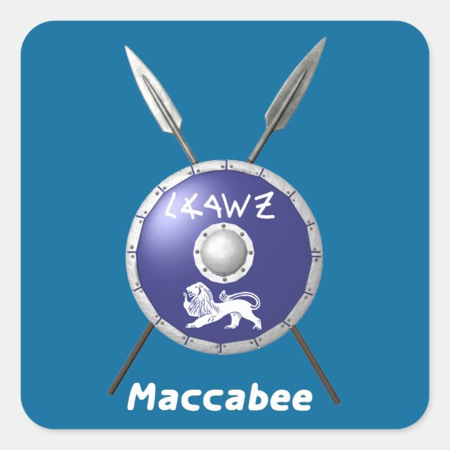 Pegatina Cuadrada Escudo Macabee Y Spears (Anverso)
