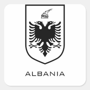 Pegatina Cuadrada Escudo Nacional de Albania Tinta de Patrimonio