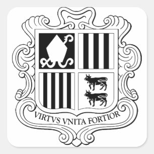 Pegatina Cuadrada Escudo Nacional de Andorra Arte Gráfico