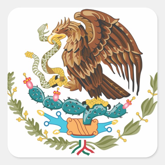 Pegatina Cuadrada Escudo Nacional de México (Anverso)
