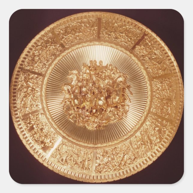 Pegatina Cuadrada Escudo, ordenado por Green, War & Green (Anverso)