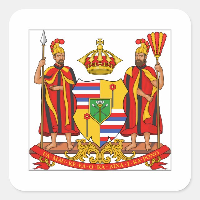 Pegatina Cuadrada Escudo Real de Armas de Hawái (Anverso)