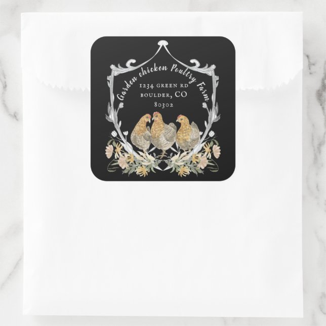 Pegatina Cuadrada escudo rústico de acuarela casera tarjeta de visit (Bolso)