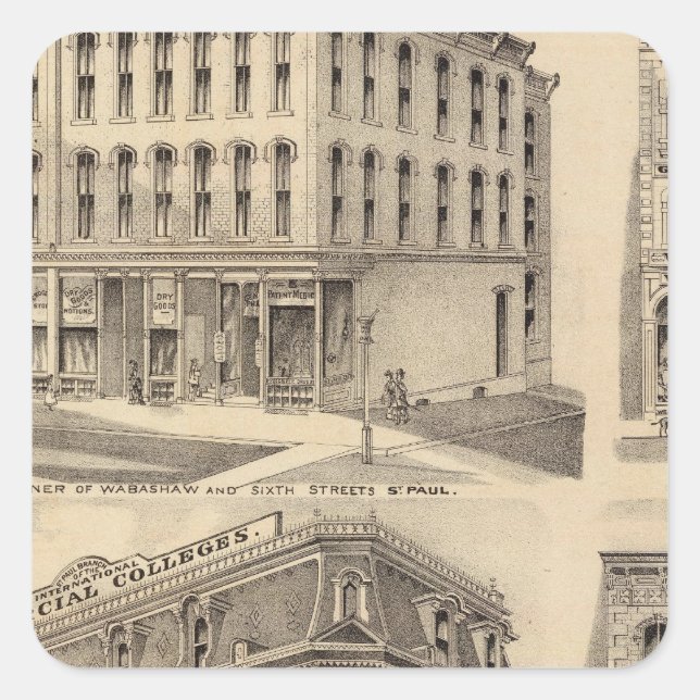 Pegatina Cuadrada Escuela de Negocios Saint Paul, Minnesota (Anverso)