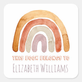 Pegatina Cuadrada Escuela de nombres personalizados Boho moderno Rai