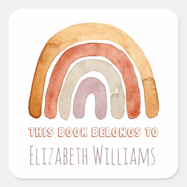 Pegatina Cuadrada Escuela de nombres personalizados Boho moderno Rai (Anverso)