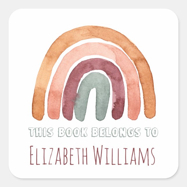 Pegatina Cuadrada Escuela de nombres personalizados del arcoiris mod (Anverso)