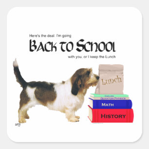 Pegatina Cuadrada Escuela Patit Basset Griffon Vendeen
