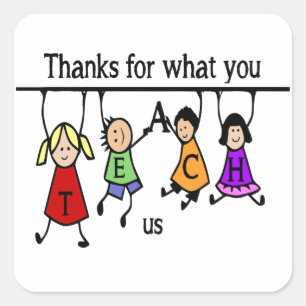 Pegatina Cuadrada Escuelas de deletreo de Personalizado infantil par