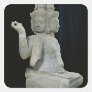 Pegatina Cuadrada Escultura de Brahma con cuatro caras