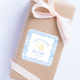 Pegatina Cuadrada Ese es Amore Lemon Blue Tiles Amalfi Boda de Itali