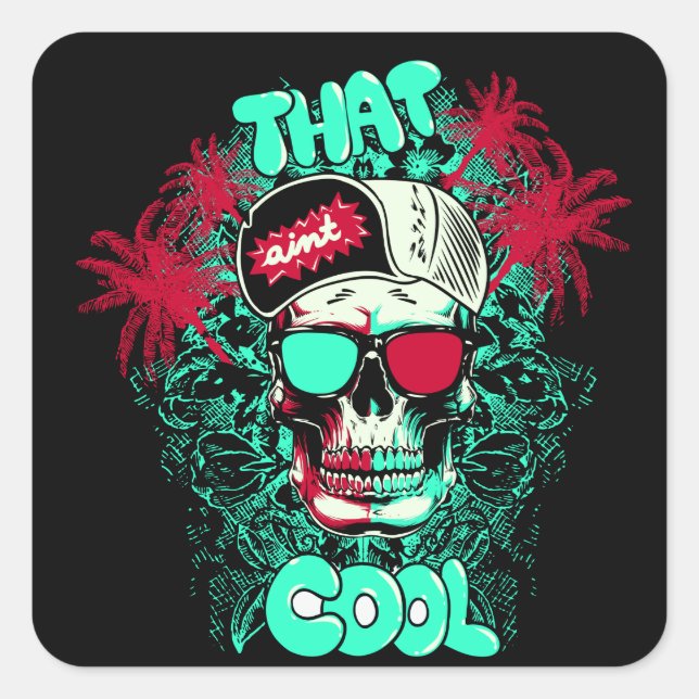 Pegatina Cuadrada Ese no es Guay Beach Skull Dude (Anverso)