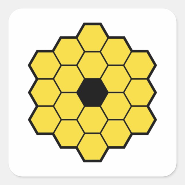 Pegatina Cuadrada Esencial del telescopio espacial JWST James Webb (Anverso)