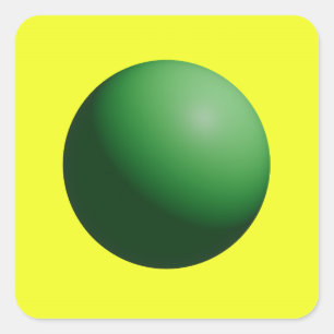 Pegatina Cuadrada Esfera Verde sobre Amarillo