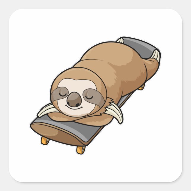 Pegatina Cuadrada Eslogan en dormir con patineta (Anverso)