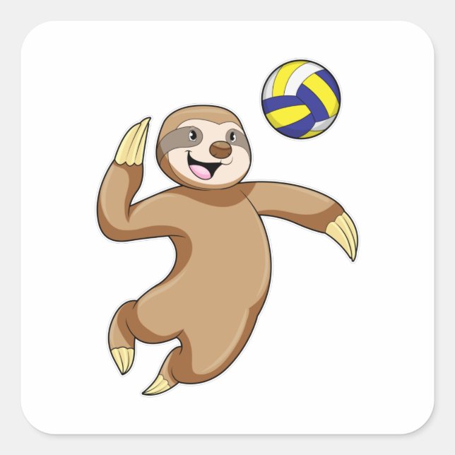 Pegatina Cuadrada Eslovaco como jugador de voleibol con voleibol (Anverso)