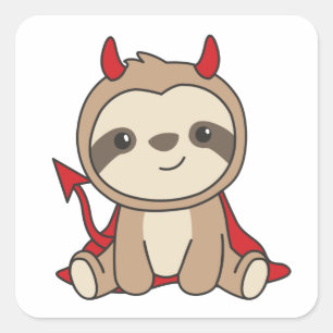 Pegatina Cuadrada Eslovaco Halloween Cute Diablo Costume de bruja Pl