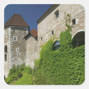 Pegatina Cuadrada ESLOVENIA, Ljubljana: Colina del Castillo / Ljublj