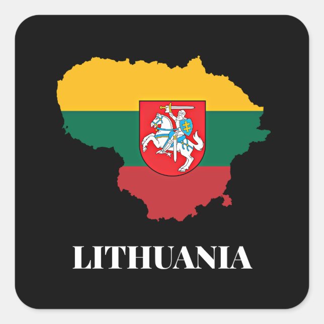 Pegatina Cuadrada Eslú y bandera de Lituania (Anverso)