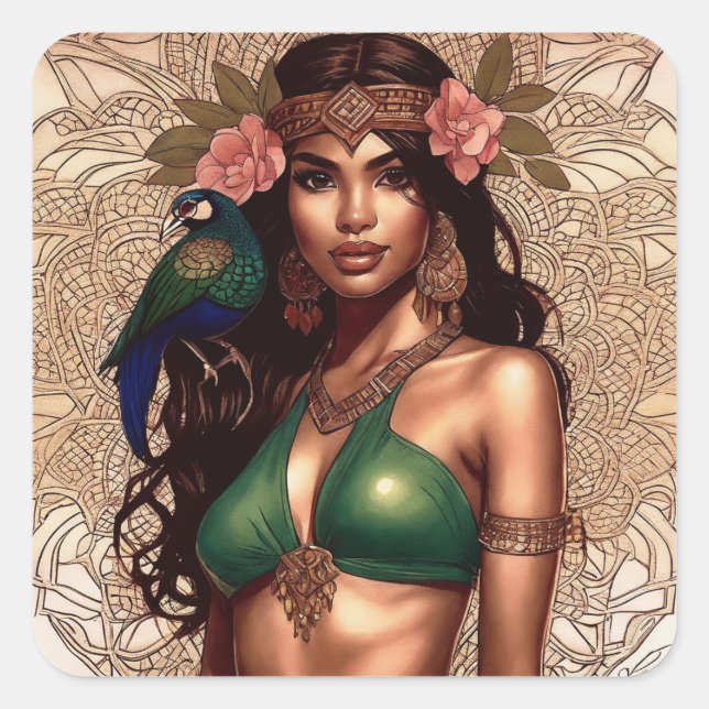 Pegatina Cuadrada Esmeralda (Anverso)