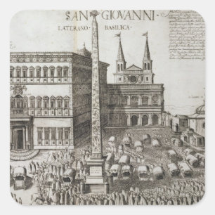 Pegatina Cuadrada Esmero del obelisco delante de la basílica