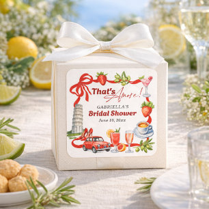 Pegatina Cuadrada Eso es Amore Caprichoso Abridor de Boda Italiano