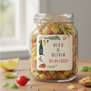 Pegatina Cuadrada Eso es comida italiana personalizada de boda 
