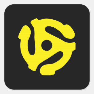 Pegatina Cuadrada Espaciador retro FRESCO DJ del amarillo 45