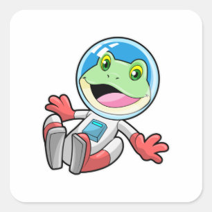 Pegatina Cuadrada Espacio de vestuario de astronauta de rana