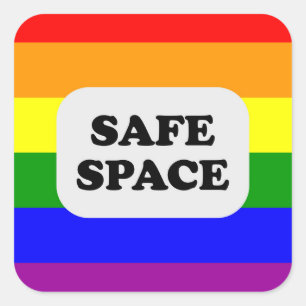 Pegatina Cuadrada Espacio Seguro LGBT Orgullo Gay Aliado
