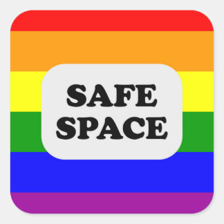 Pegatina Cuadrada Espacio Seguro LGBT Orgullo Gay Aliado