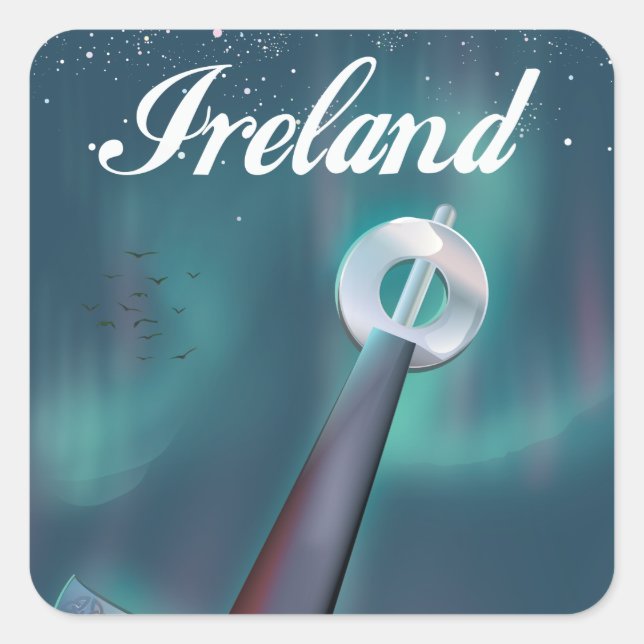 Pegatina Cuadrada espada celta irlandesa (Anverso)