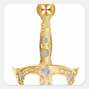 Pegatina Cuadrada Espada de un caballero Templar