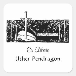 Pegatina Cuadrada Espada En La Piedra