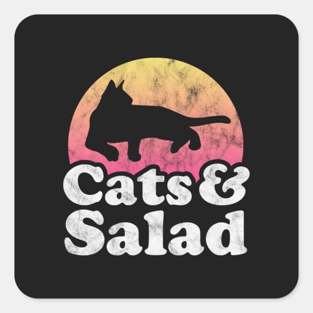 Pegatina Cuadrada Espagueti para comer gato 54 (Anverso)