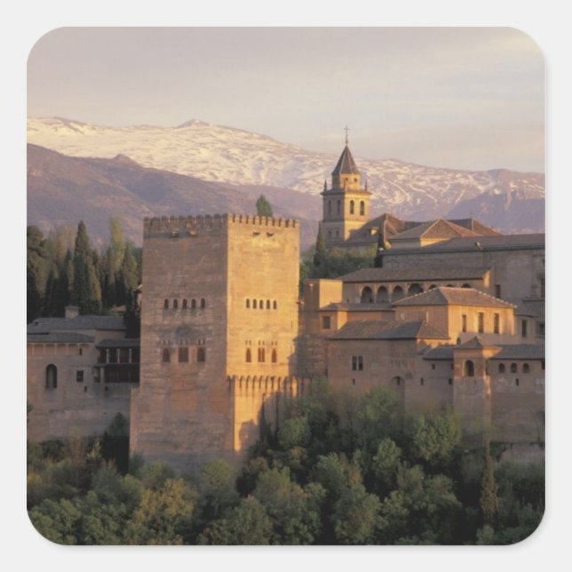 Pegatina Cuadrada España, Granada, Andalucía La Alhambra, (Anverso)